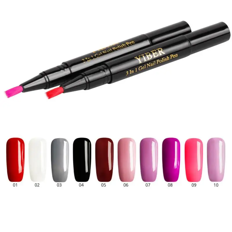 10 Colors Faster Shipping Nail Gel Varnish Pencil One Step Gel Nail Pen No Need Top Base 3 In 1 UV Gel Lacquer Glitter Polish