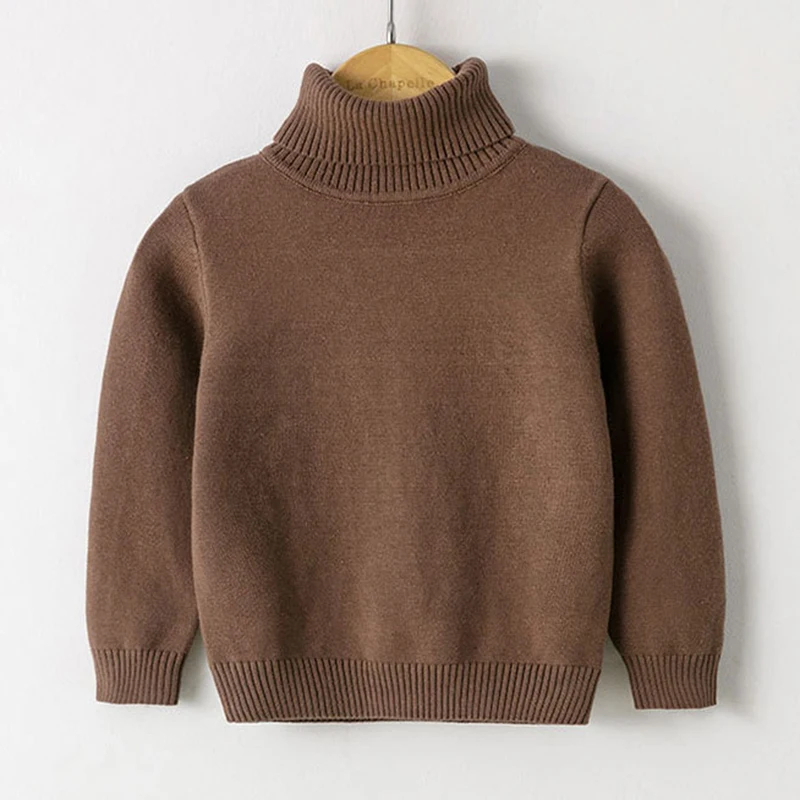 Sweater For Fall/Winter New Style Pure Cotton Boys And Girls Candy Color White Bottoming Turtleneck Sweater