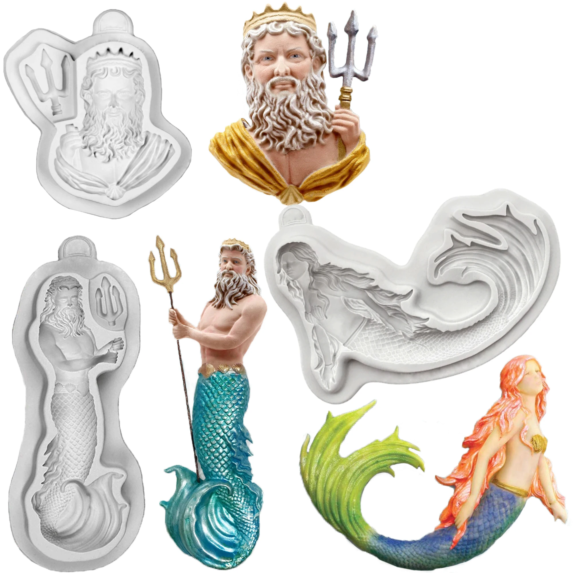 Special Offer Neptune & Mermaid Silicone Mold Fondant Cake Decorating Mold Sugarcraft Chocolate Baking Tool For Cake Gumpaste