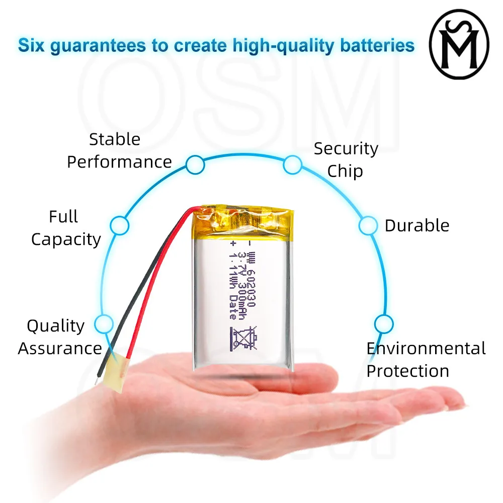 OSM 1or2or4 pcs Polymer Rechargeable Battery 802025 Model 350-mAh long life suit for Electronic products and Digital products
