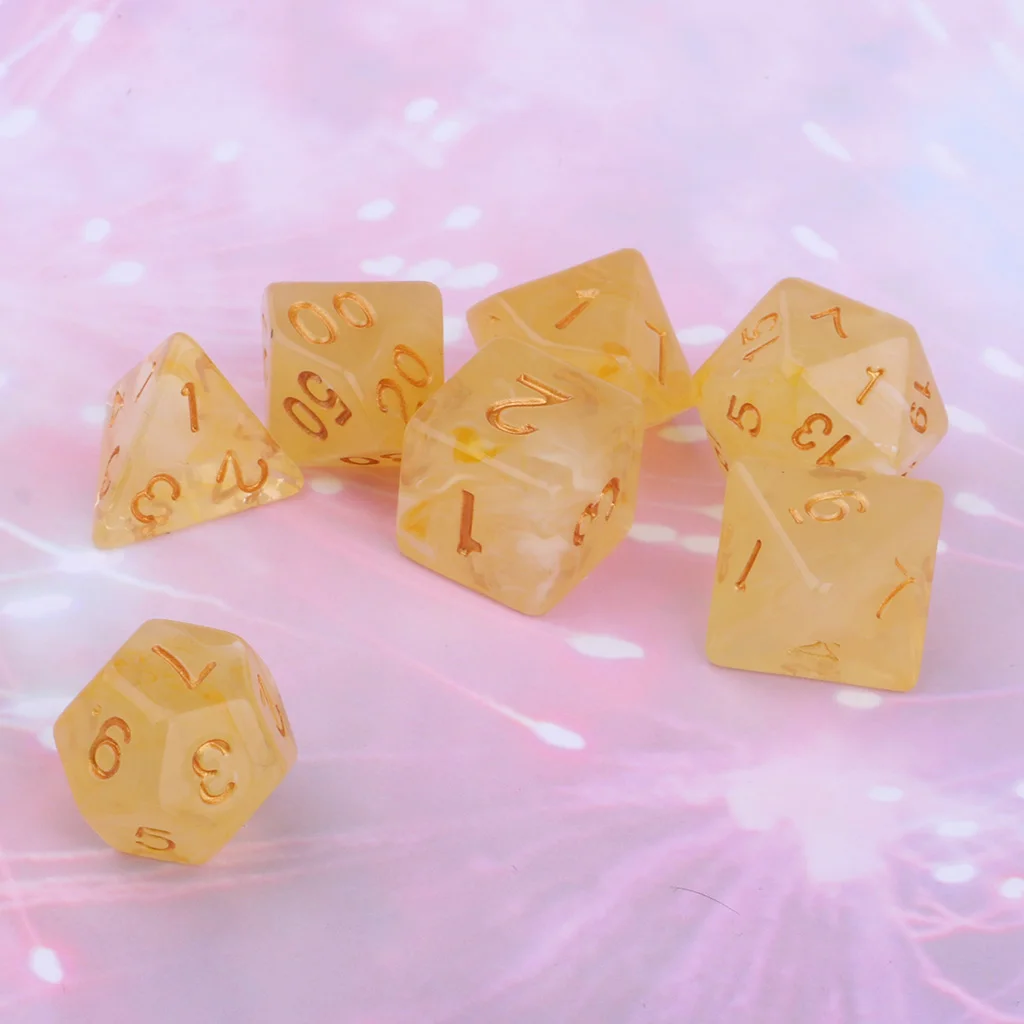 Permata Akrilik Dadu Polyhedral untuk Ruang Bawah Tanah dan Naga D4 Cangkir Dadu Game Pack dari 7, 1.6 Cm Panjang, baik untuk Permainan Dadu Pecinta.