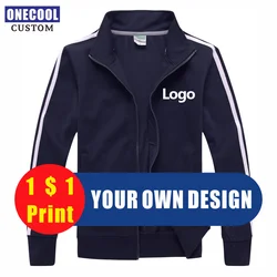 High Quality Zipper Jacket Custom Logo Print Personal Design Casual Sweatershirt Embroidery Text Men And Women Coat ONECOOL 2021