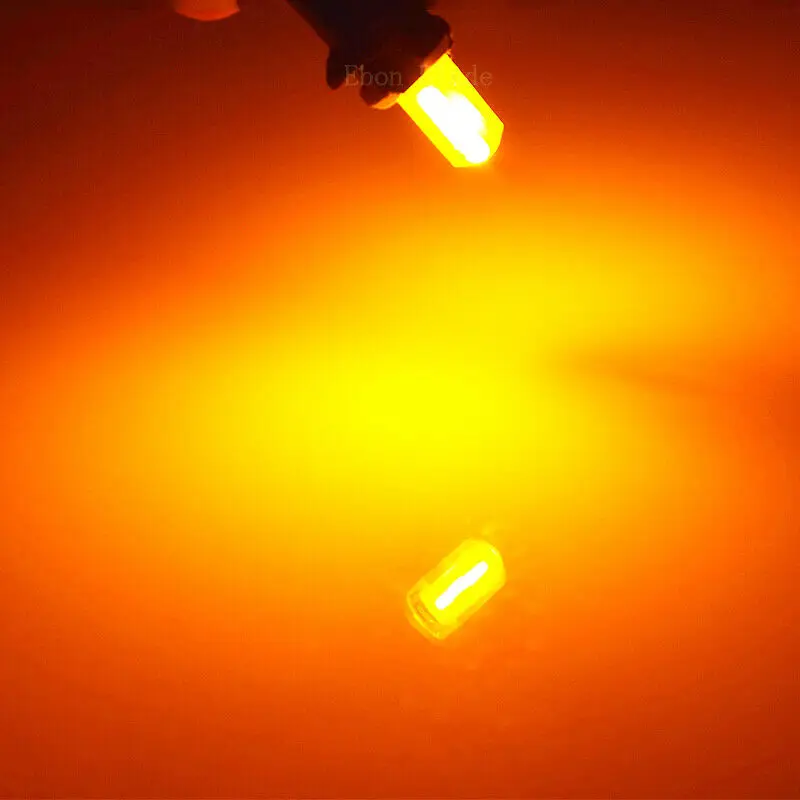 4X Amber Orange T10 W5W Silicone COB LED Car Wedge Marker Indicator Light WY5W 194 2825 Auto Parking Bulb Turn Side Lamp 12V DC