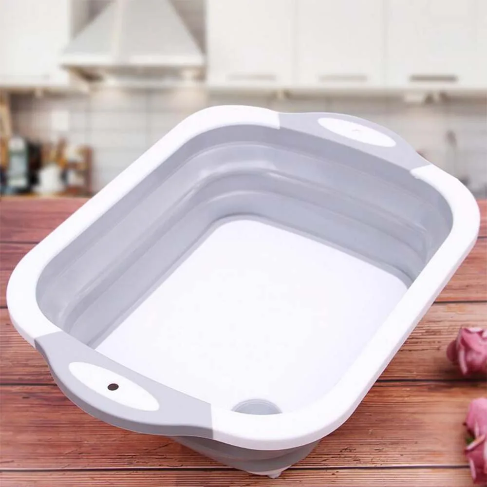 2 In 1 Chopping Block Foldable Cutting Board Kitchen Sink Cutting Board Plastic Cutting Board Kitchen Fruit Washing Basket