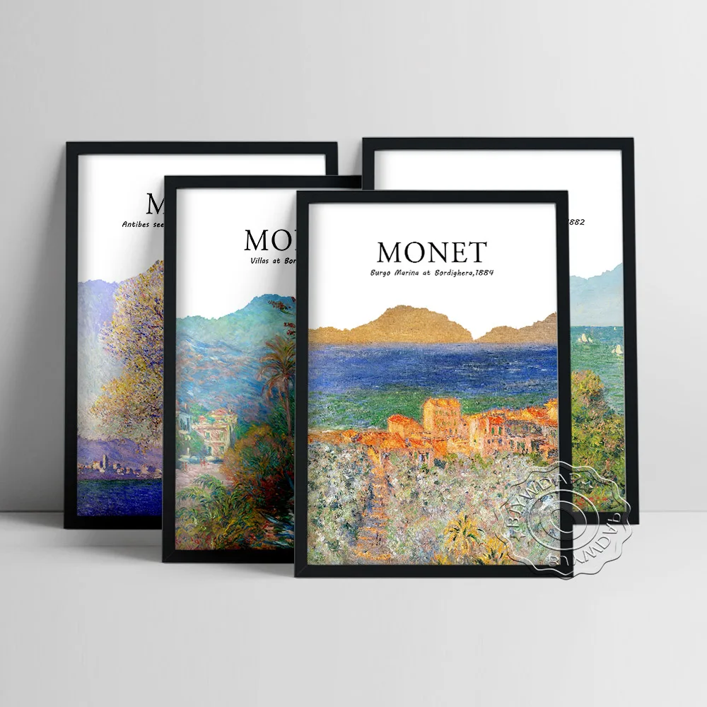 Claude Monet Impressionism Retro Prints Canvas Painting, Landscape Illustration Exhibition Museum Vintage Poster, Wall Art Decor