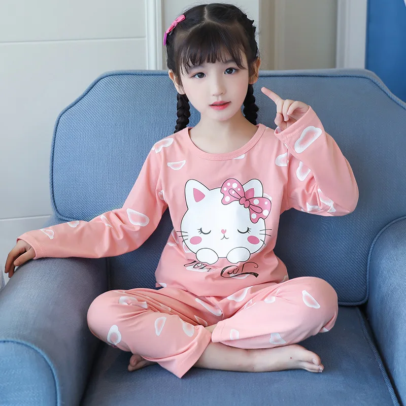 

Hello Kitty Children's Autumn Pure Cotton Soft Long-Sleeved Pajamas Suit Children's Clothing Cute Girls Comfortable Home Service