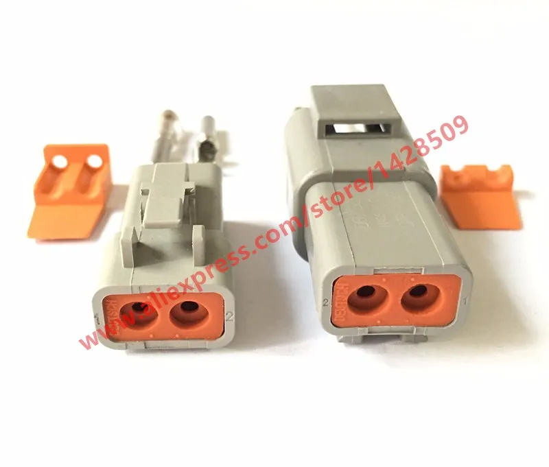 1 Set Deutsch DTP Gray 2 Pin Male Female Waterproof Electrical Auto Connector DTP06-2S DTP04-2P