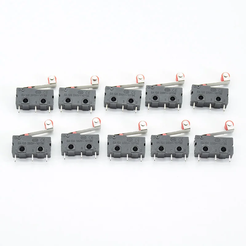 10 Pcs Mini Micro Limit Switch Roller Lever Arm SPDT Snap Action LOT 3Pin With Roller Limit Switch