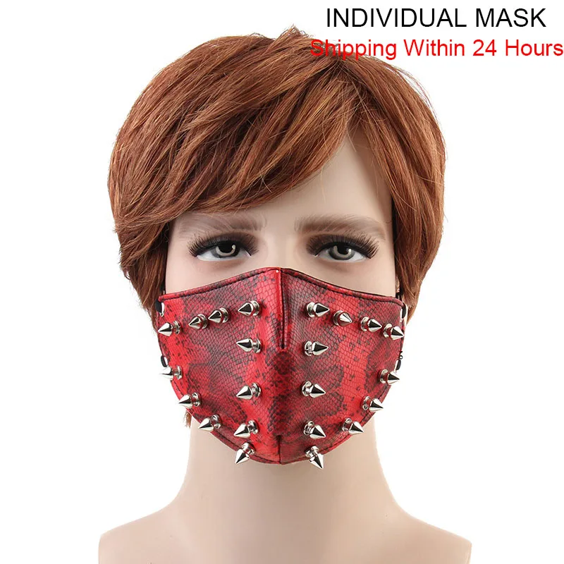 Men Womens Biker Motorcycle Mask Punk Spike Cone Anti Fog Wind Proof Dustproof Leather Snake Face Mask Earloop Fast Delivery