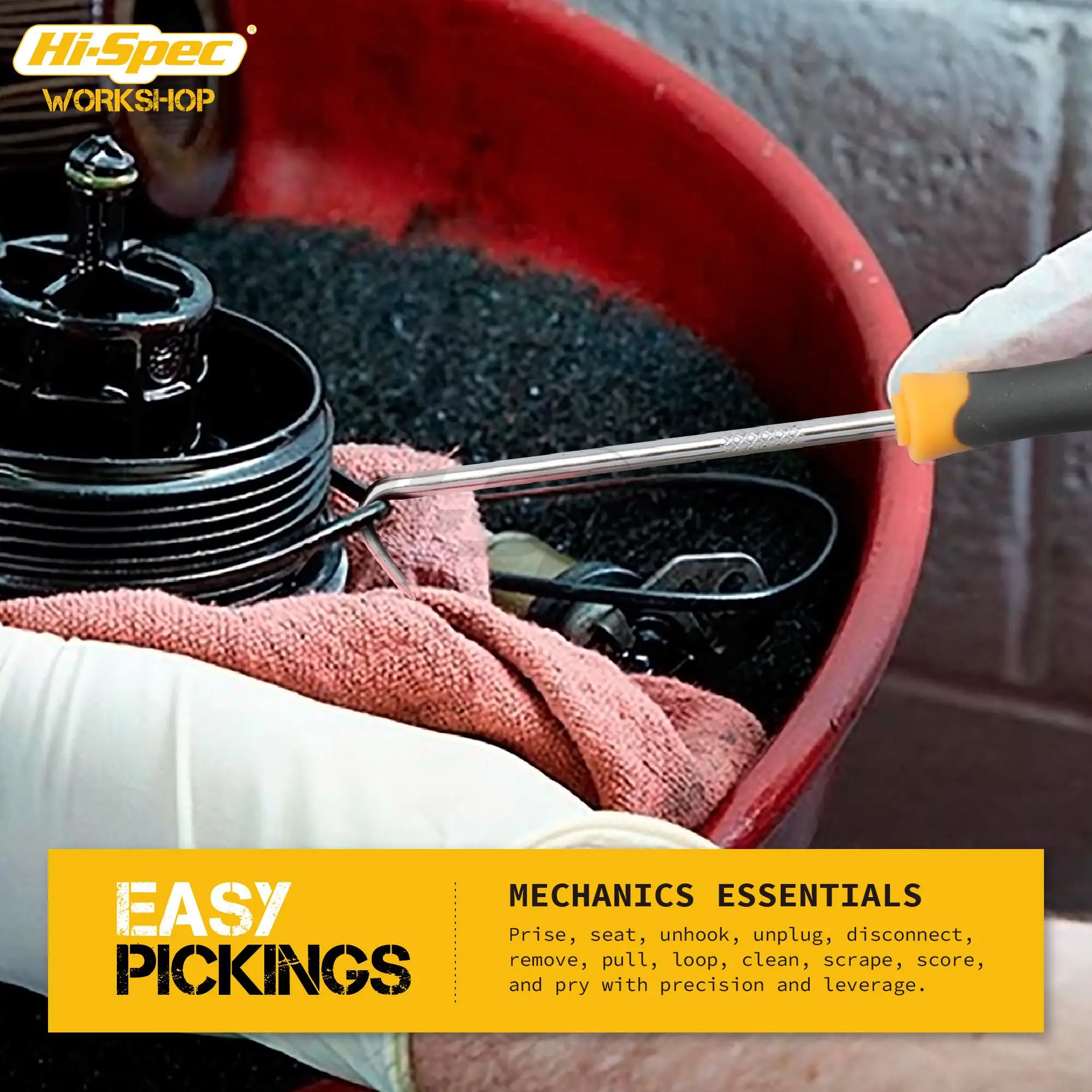 Hi-Spec 10 Cái/bộ Xe Gắp Và Móc Bộ Tự Động Tẩy Bộ Dụng Cụ Ô Tô O Vòng Dầu Ấn Miếng Đệm vali Kéo Thủ Công Dụng Cụ Cầm Tay