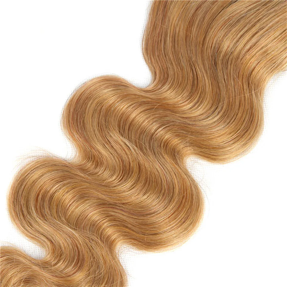 Body Wave Human Hair Bundles With Closure Malaysia 3 Hair Bundles With Honey Blond Lace Closure Swiss Lace Remy Hair Extensions