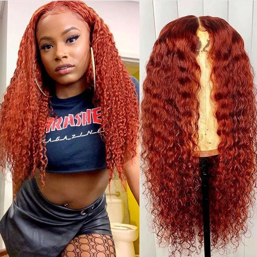 Bestsojoy Ginger Orange Lace Front Wig Kinky Curly Colored Human Hair Wigs For Black Women  Honey Blonde Remy Human Hair Wig