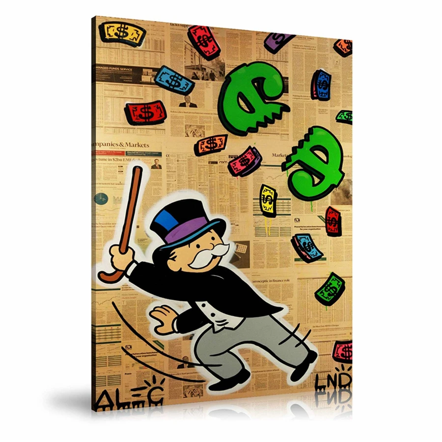 Alec Monopolys Beating $ Pinata HD Wall Art Canvas Poster Print Canvas Painting Decorative for Office Living Room Home Decor