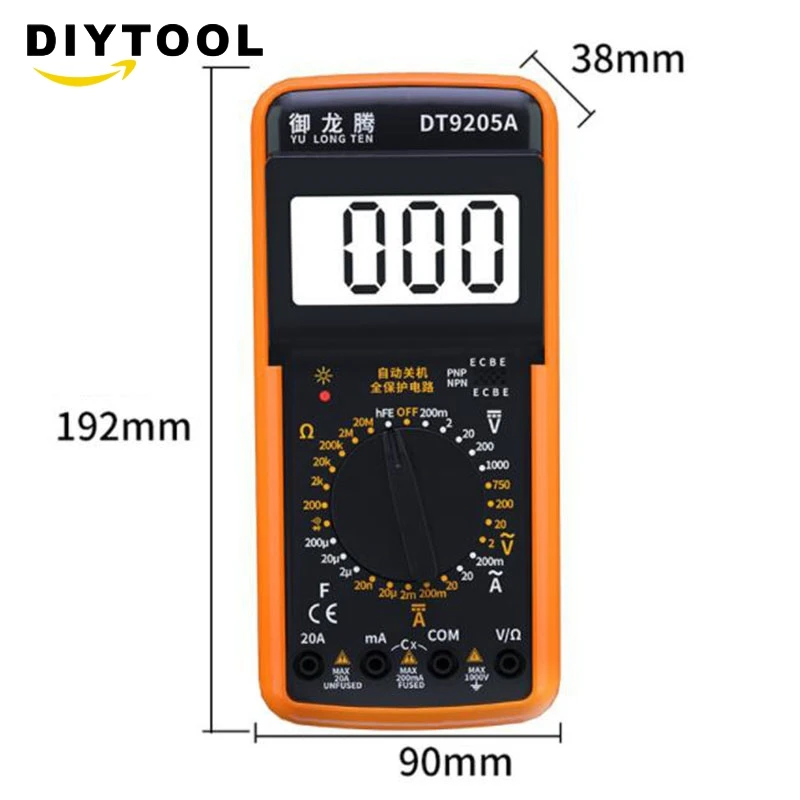 Digital Multimeter DT9205a Electric Handheld Multimeter Voltmeter Ammeter AC DC OHM Volt Tester Test Current мультиметр