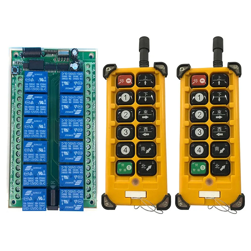 

3000m DC 12V 24V 12CH 12 CH Radio Controller RF Wireless Remote Control Overhead travelling crane System Receiver+Transmitter