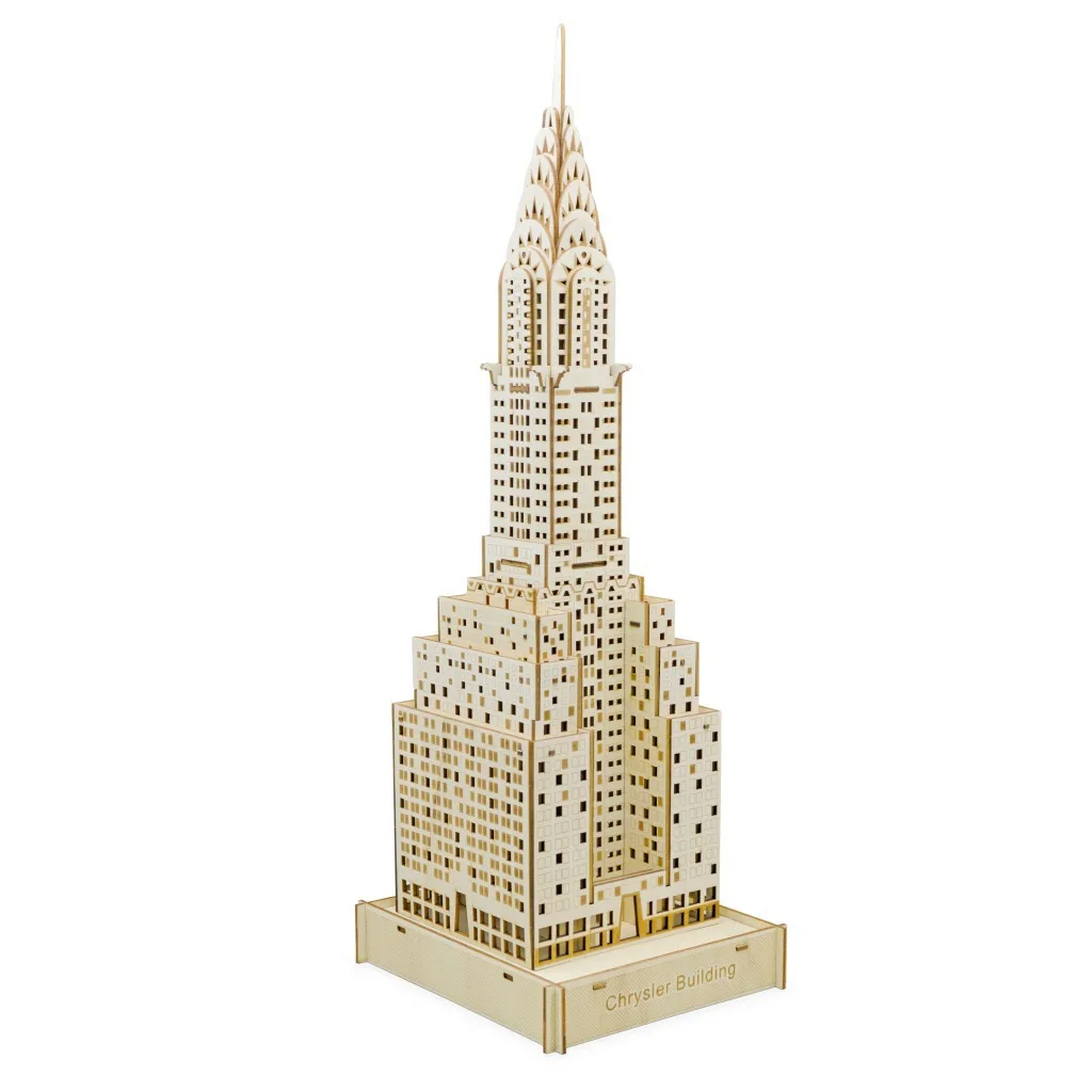 

candice guo 3D wooden puzzle DIY toy woodcraft assembly kit famous architecture Chrysler building birthday Christmas gift 1pc