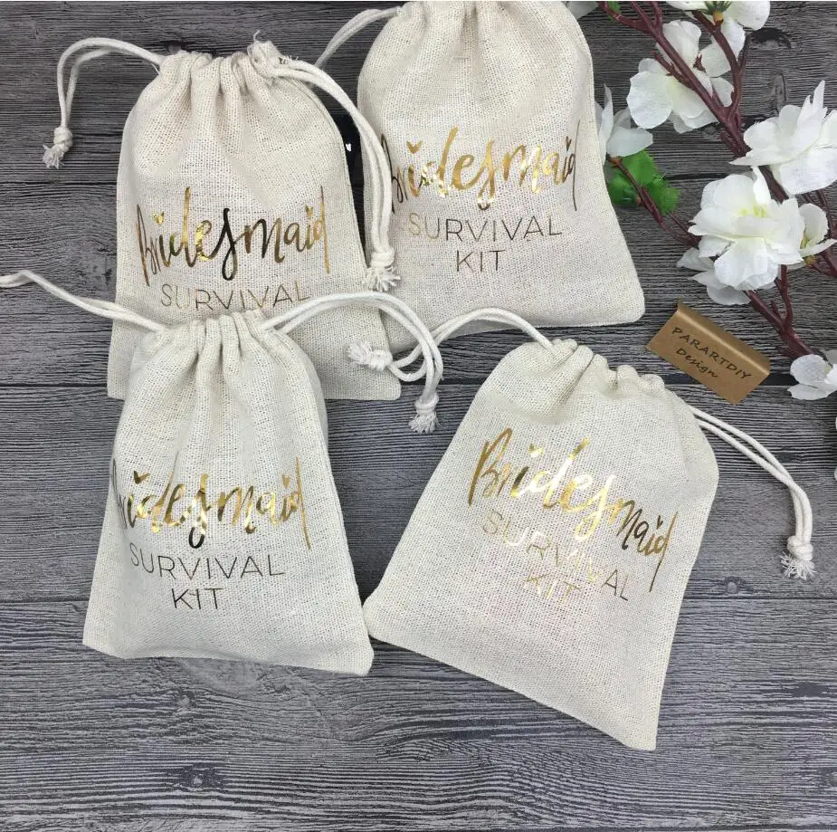 custom bridesmaid survival wedding Bachelorette Recovery Kits engagement party Candy pouches Perfect Blend favor bags