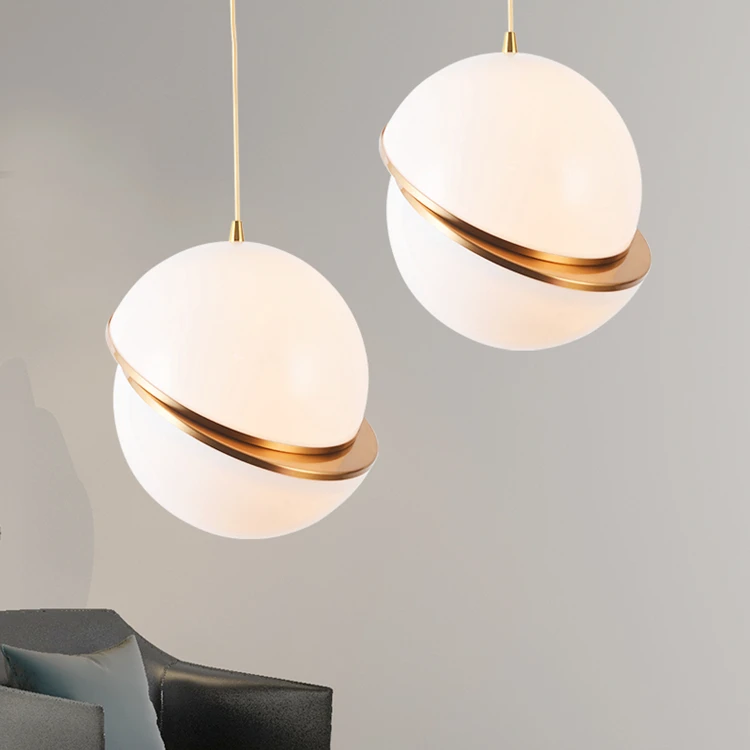 

Nordic Ball Pendant Lights Plastic White And Gold Modern LED Hanging Lamp for Living Room Home Loft Industrial Decor Luminair