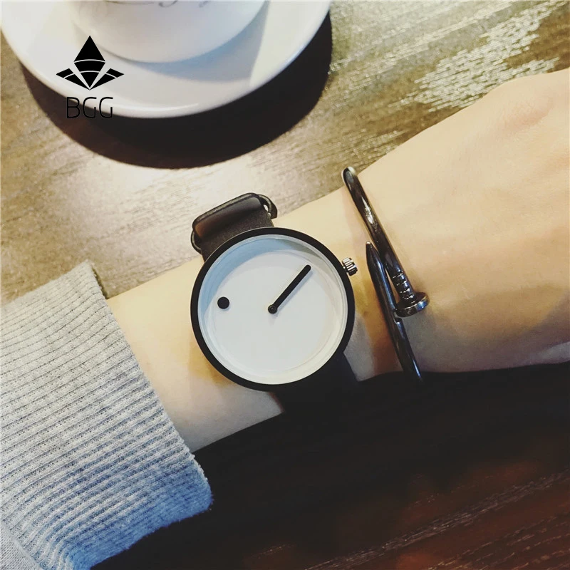 2020 Minimalistische Stijl Mode Creatieve Horloges Mannen Horloges Dot En Lijn Eenvoudige Stijlvolle Quartz Horloges Lederen Mannen Horloges