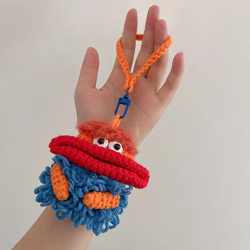 New Plush Funny Weird Big Mouth Doll Eadphone Soft For Airpods 1 2 Pro 3 Lanyard Handmade Woolen Headphone Protective Soft Cover