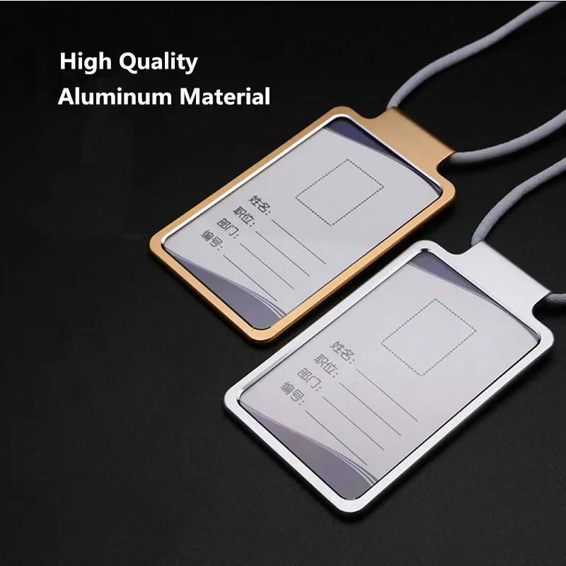 Aluminum ID Badge Card Holder With Detachable Neck Lanyard/Strap ID Card, Working Card, Name Tag