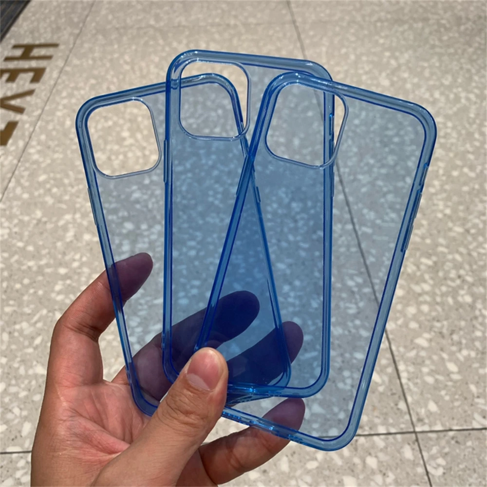 Ultra Thin Sky blue Clear Phone Case For iPhone 13 12 11 Pro Max XS MAX XR X Soft TPU Silicone For iPhone 6s 7 8 Plus Back Cover