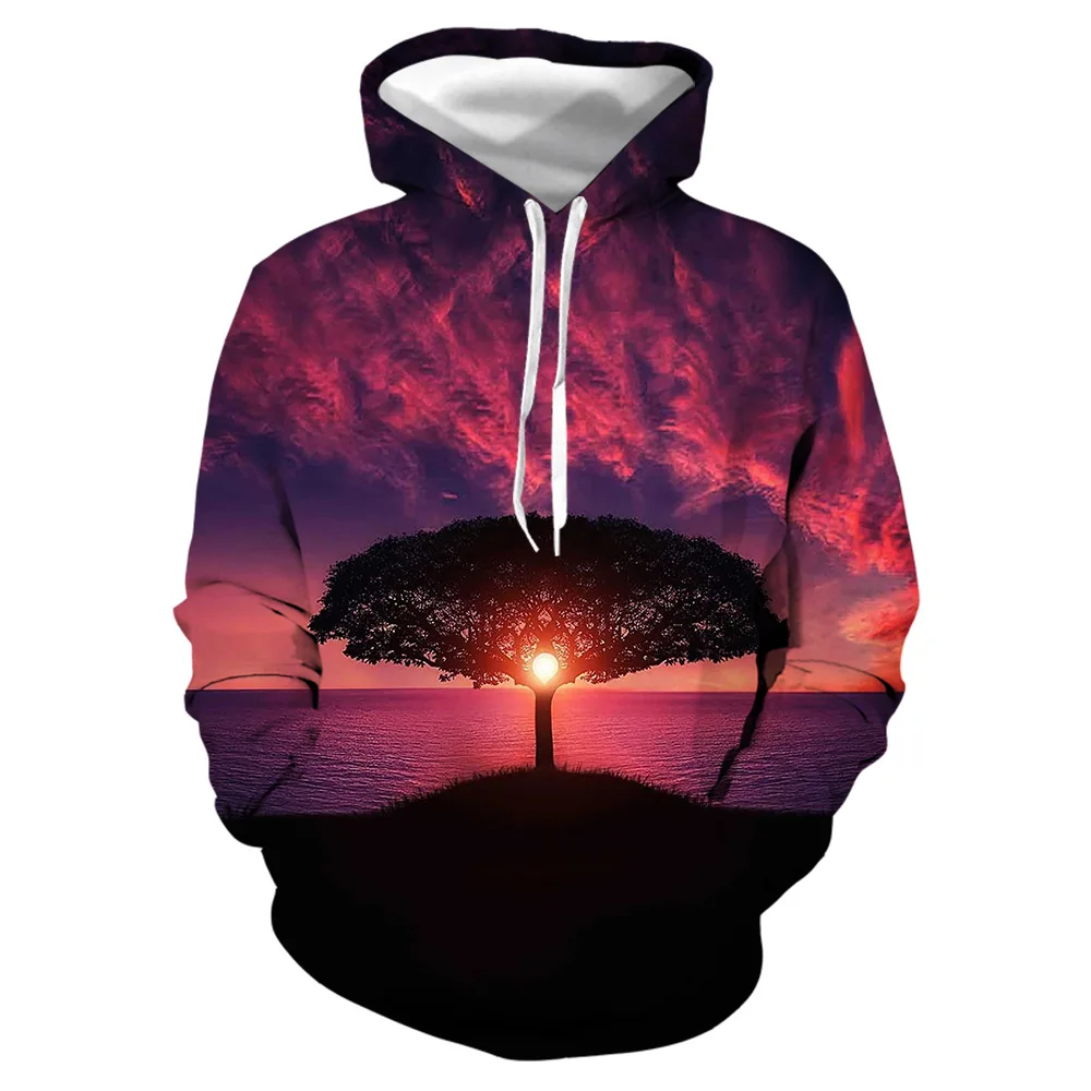 

Men's Hoodie Autumn Winter Fashion Hooded Sweatshirt 3D Printing Colours Trees Pocket Unisex Man Pullovers Mens Hoodies Jacket