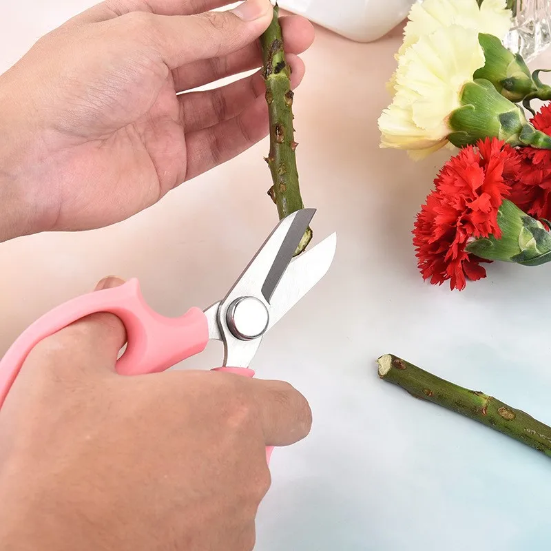 Stainless Steel Flower Shears Teaching Garden Scissors Florist Pruning Cut De-Thorn Orchard Arrangement Tools Plant Trimming