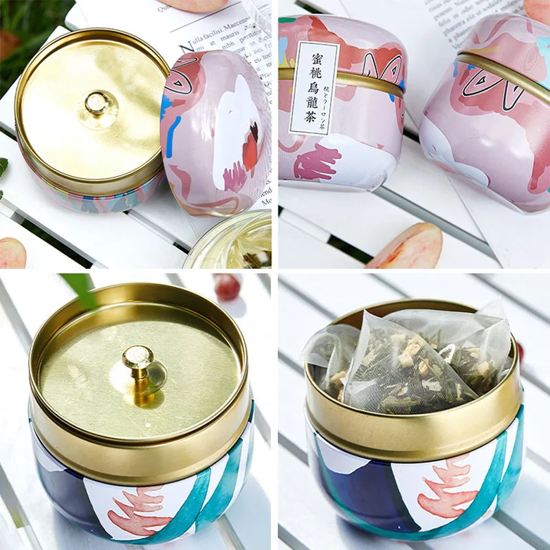 Mini Tea Caddy Tea box,Coffee Tins Food Storage Container Storage Box for Tea Coffee Herb Candy Chocolate Sugar Spices