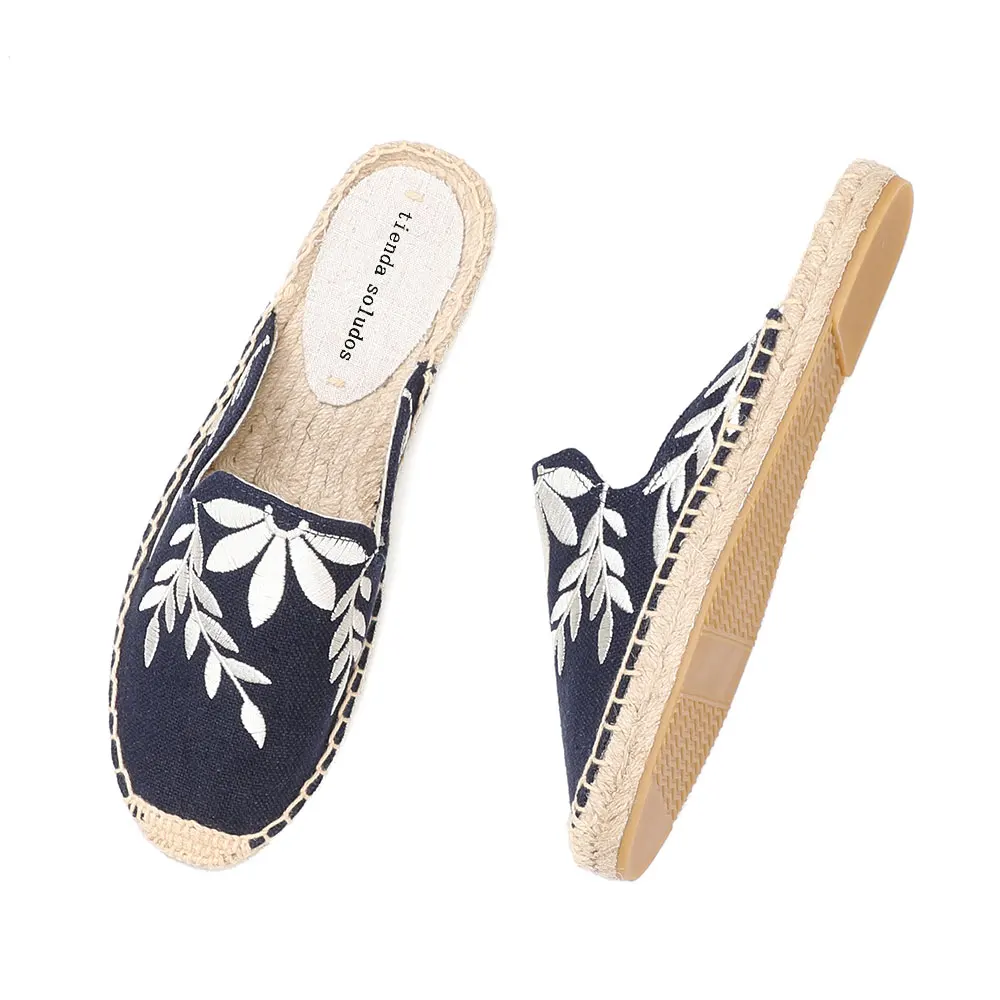 Espadrilles For Flat Shoes Zapatos De Mujer Top Direct Selling Hemp Summer Rubber Print Terlik Mules Slippers Tienda Soludos