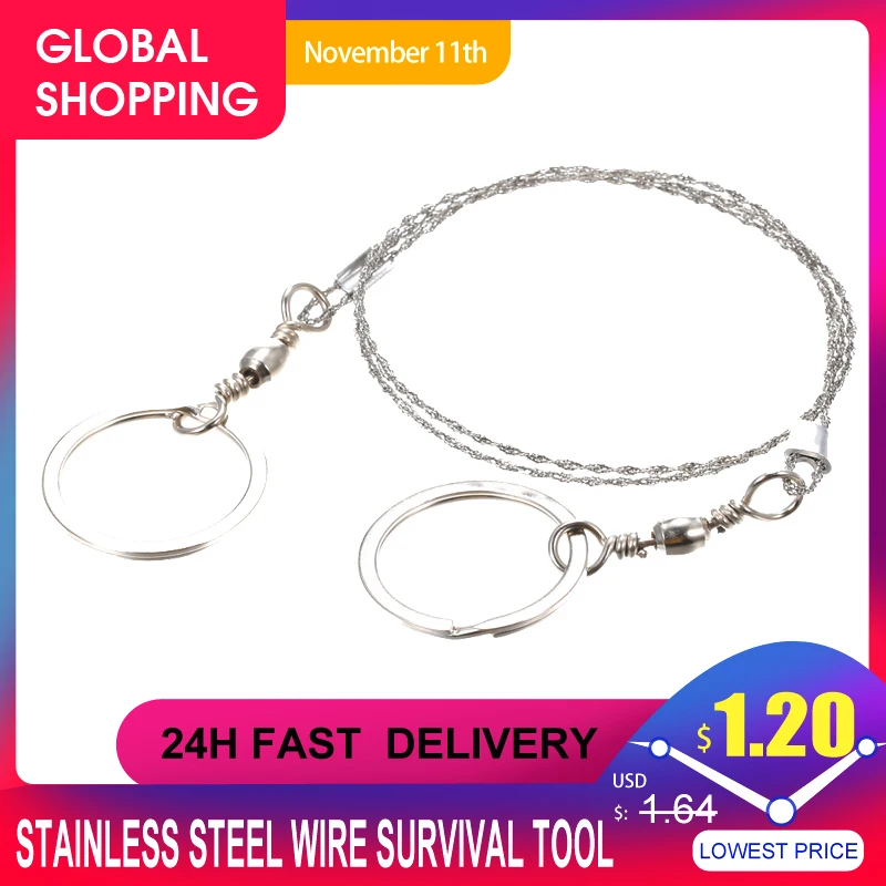 Outdoor Camping Saw Emergency Survival Gear Stainless Steel Wire survival Tool Kit Hand Pocket Wire Saw for Camp Hiking Hunting