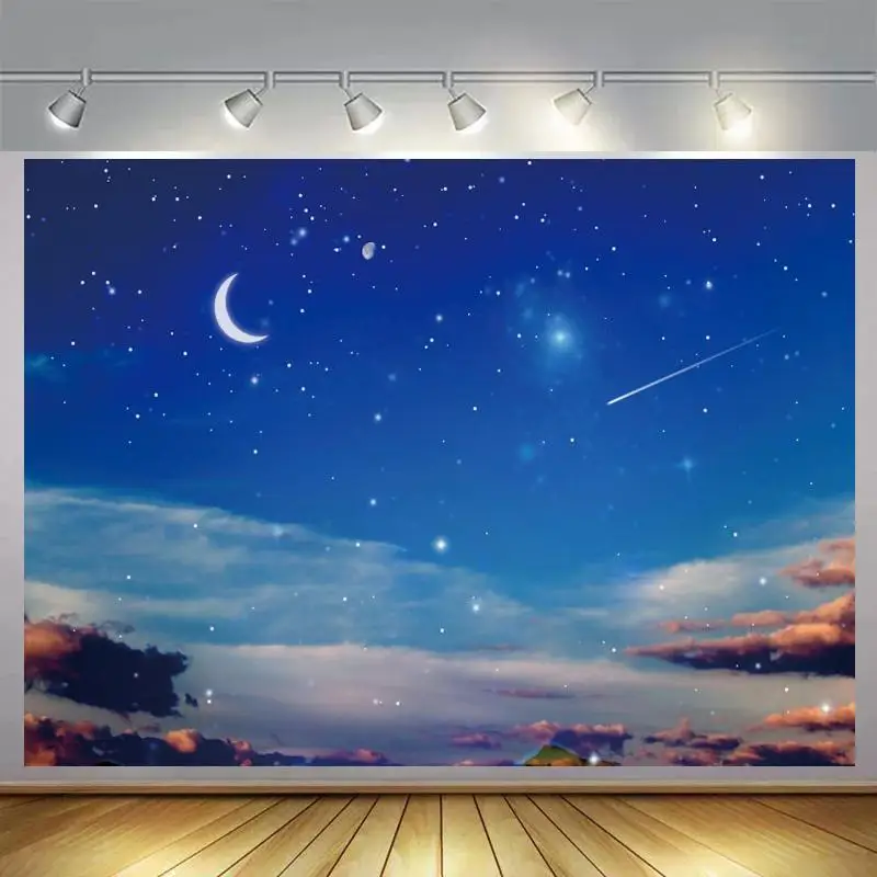 

Starry Sky Star Cloud Moon Baby Birthday Party Backdrop Photography Custom Photographic Background For Photo Studio Props