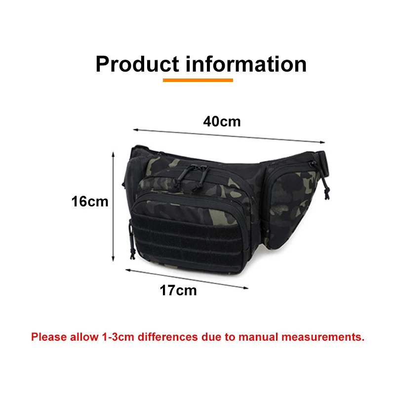 600D Outdoor Tactical Camouflage Waist Bag Travel Cycling Fishing Storage Bag Diagonal Shoulder Messenger Waist Bag X712D