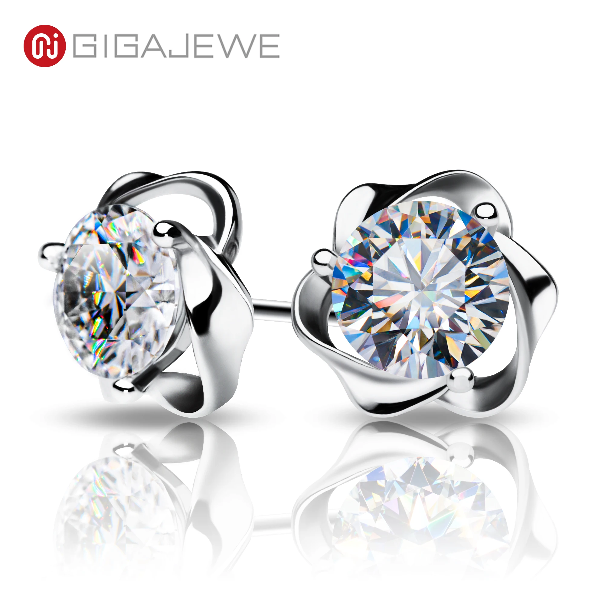 

GIGAJEWE Moissanite D Color VVS1 Total 1.0ct 925 Silver Earring 18K Gold Plated Diamond Test Passed Jewelry Woman Girl Gift