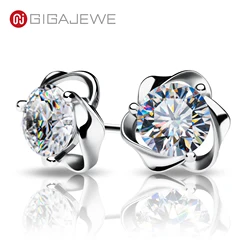 GIGAJEWE Moissanite D Color VVS1 Total 1.0ct 925 Silver Earring 18K Gold Plated  Diamond Test Passed Jewelry Woman Girl Gift