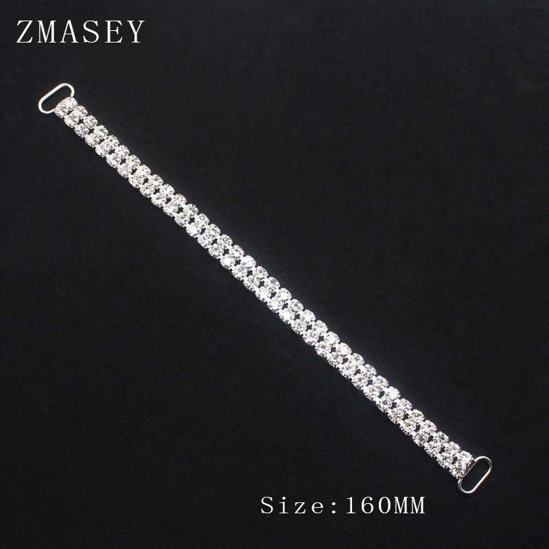 Shiny 10 Pieces 160mm Two Rows Transparent Crystal Rhinestone Buckle Bikini Metal Swimming Chain Bikini Jewelry