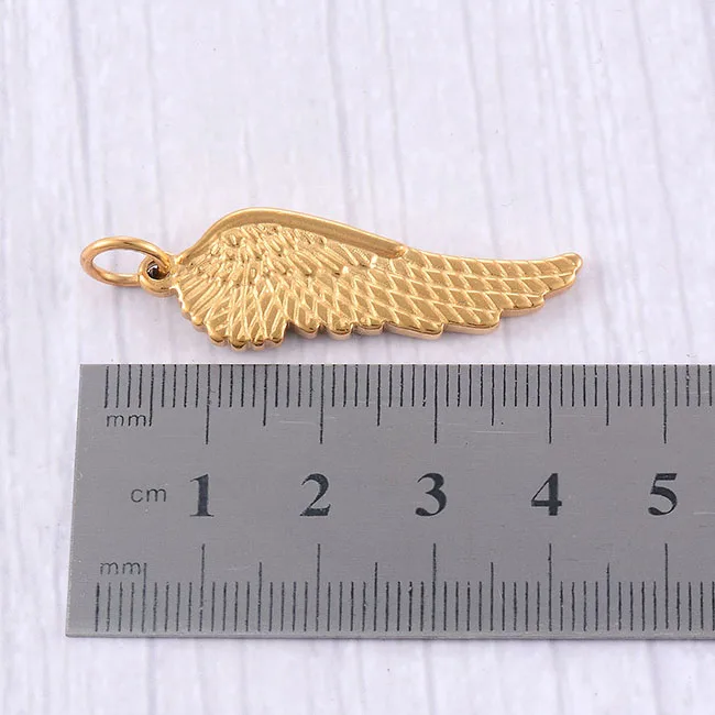 Edelstahl-Anhänger mit Engelsflügel-Muster, Kleine Loch-Anhänger für Damen-Halsketten, Armbänder und Schmuckherstellung – Detail 6