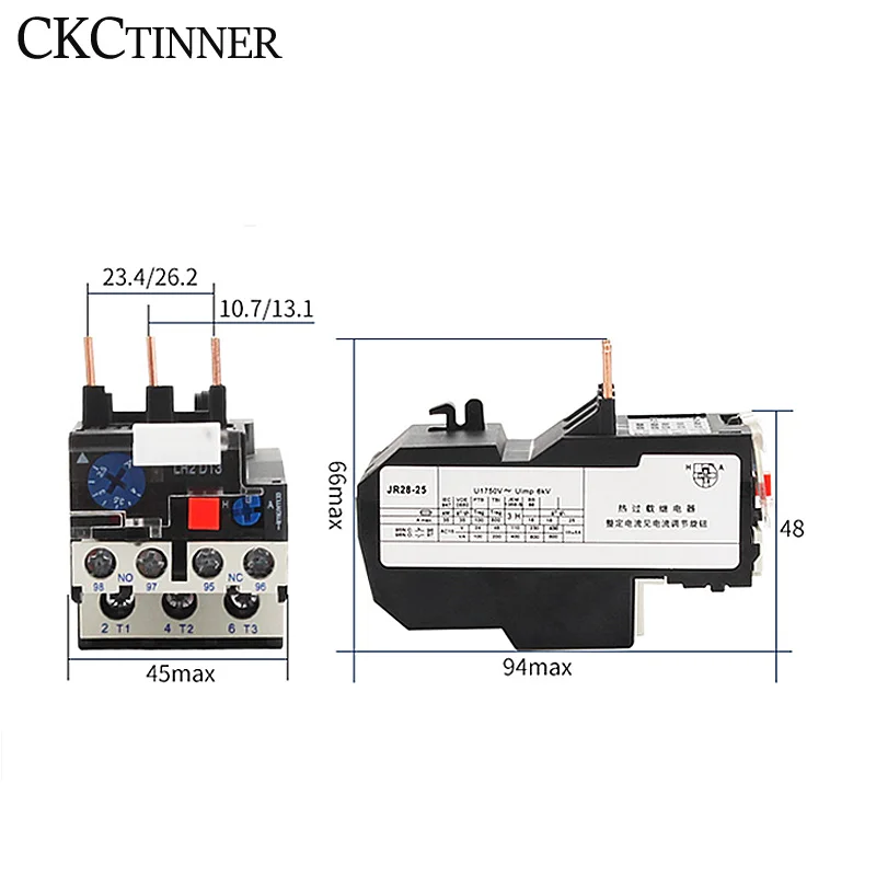 JR28-25 Thermal Overload Relay LR2D13 Adjustable thermal relay Electric Relays 1.6A 2.5A 4A 6A 8A 10A 13A 18A 25A