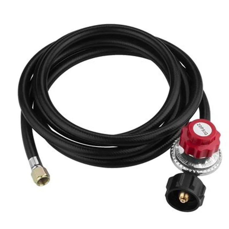 

1pcs 5/16'' 20PSI Propane Gas Regulator BBQ Grill Burner Wok Fryer With 46'' Hose Garden Tool Black