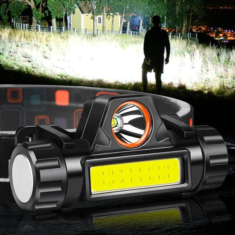 Mini Q5 Built-in USB 18650 Rechargeable Battery LED Headlamp COB Work light 2 Mode With Magnet Waterproof Headlight Head Lamp