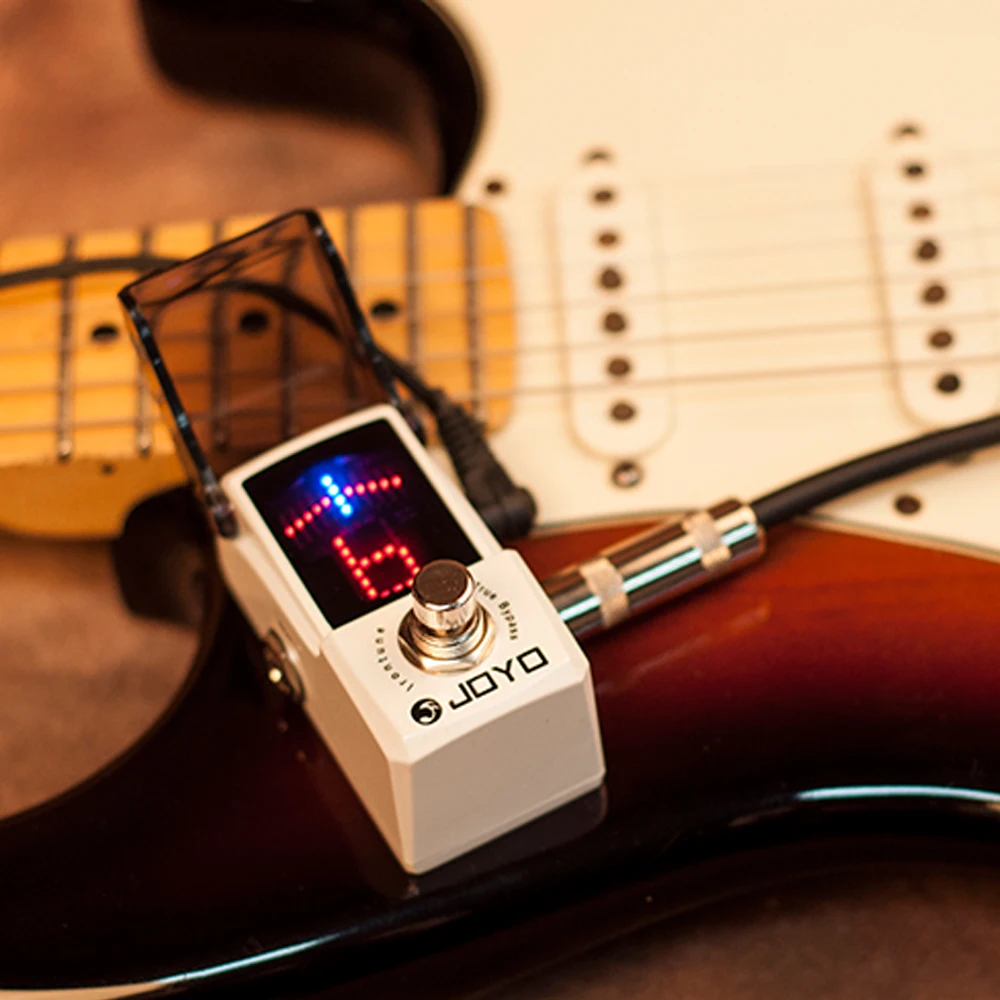 JOYO JF-326 Pedal Tuner setrika presisi tinggi, Pedal Tuning gitar dengan layar LED untuk gitar dan Bass