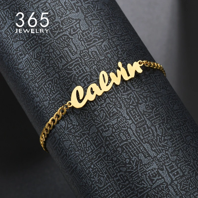 New Fashion Customed NK Chain Stainless Steel Name Bracelet Heart Round Bracelet For Women Girls Drop Shipping Party Gift image 3