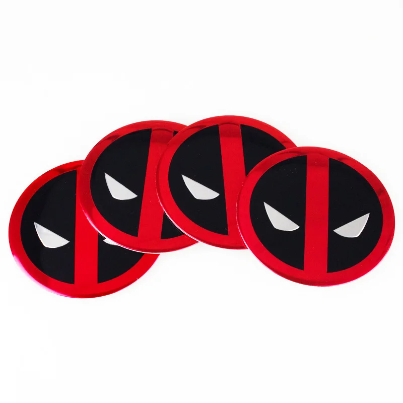 4 Pcs 3D Metal 56mm Car Wheel Center Hub Cap Cover Sticker Rim Emblem Badge Fit For Deadpool Car Styling