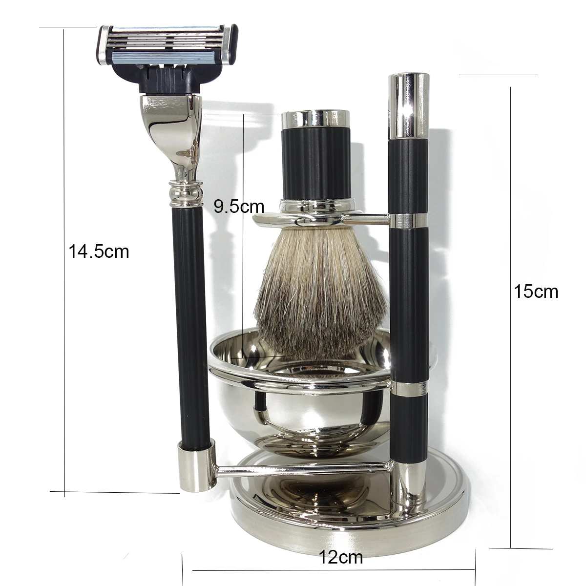 iRAZOR Classic Men's Beard Shaving Manual Safety Razor Hair Removal Shaver Kit Black Stainless Steel Bowl with 3-Layer Blade