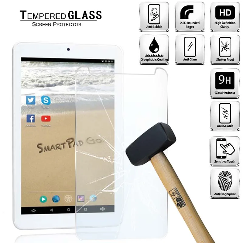 Tablet Tempered Glass Screen Protector Cover for Mediacom SmartPad Go Silver 7.0