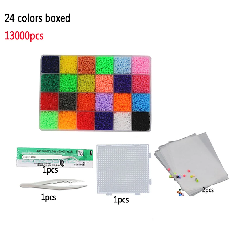 24 colors 20000pcs/bag Perler Beads Kit 2.6mm Hama beads Whole Set with Pegboard and Iron 3D Puzzle DIY Toy Craft Toy Gift