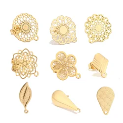 10pcs Stainless Steel Gold Stud Earring Posts with Loop Ear Studs Base Components for DIY Dangle Earrings Making Hypoallergenic