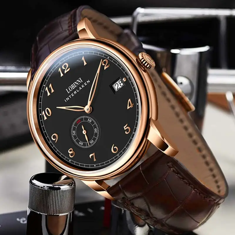 Lobinni Switzerland Luxury Brand 2021 New Products Mens Watch Mini Rotor Movement Watch Super Thin Automatic Mechanical Watch