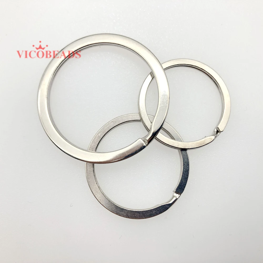 20mm 25mm 35mm Stainless Steel Hole Key Ring Key Chain Rhodium Plated Round Split Keychain