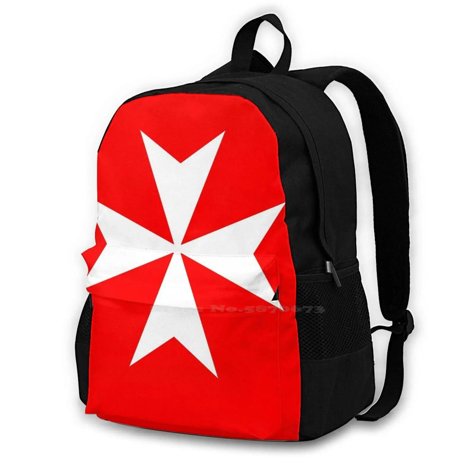 Malta Maltese Amalfi Cross Maltese Cross Knights Ler White On Red. Bag Backpack For Men Women Girls Teenage Black Malta Maltese